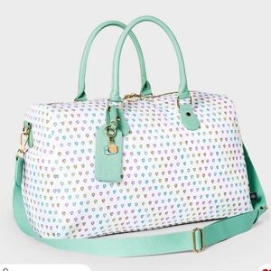 Roller Rabbit Mint and White Heart Travel Bag
